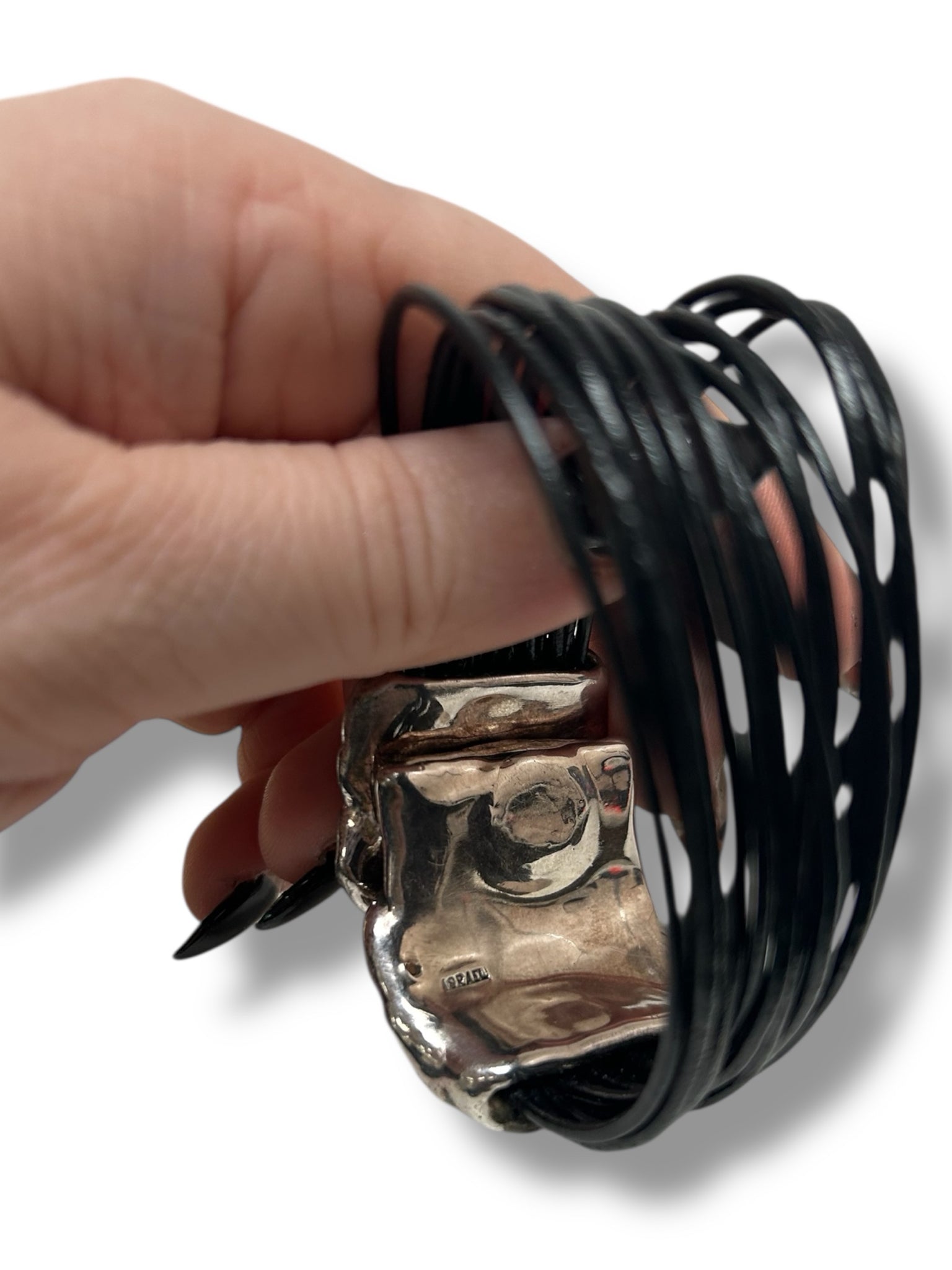 ISRAEL MAGNETIC CLOSE LEATHER & STERLING BRACELET