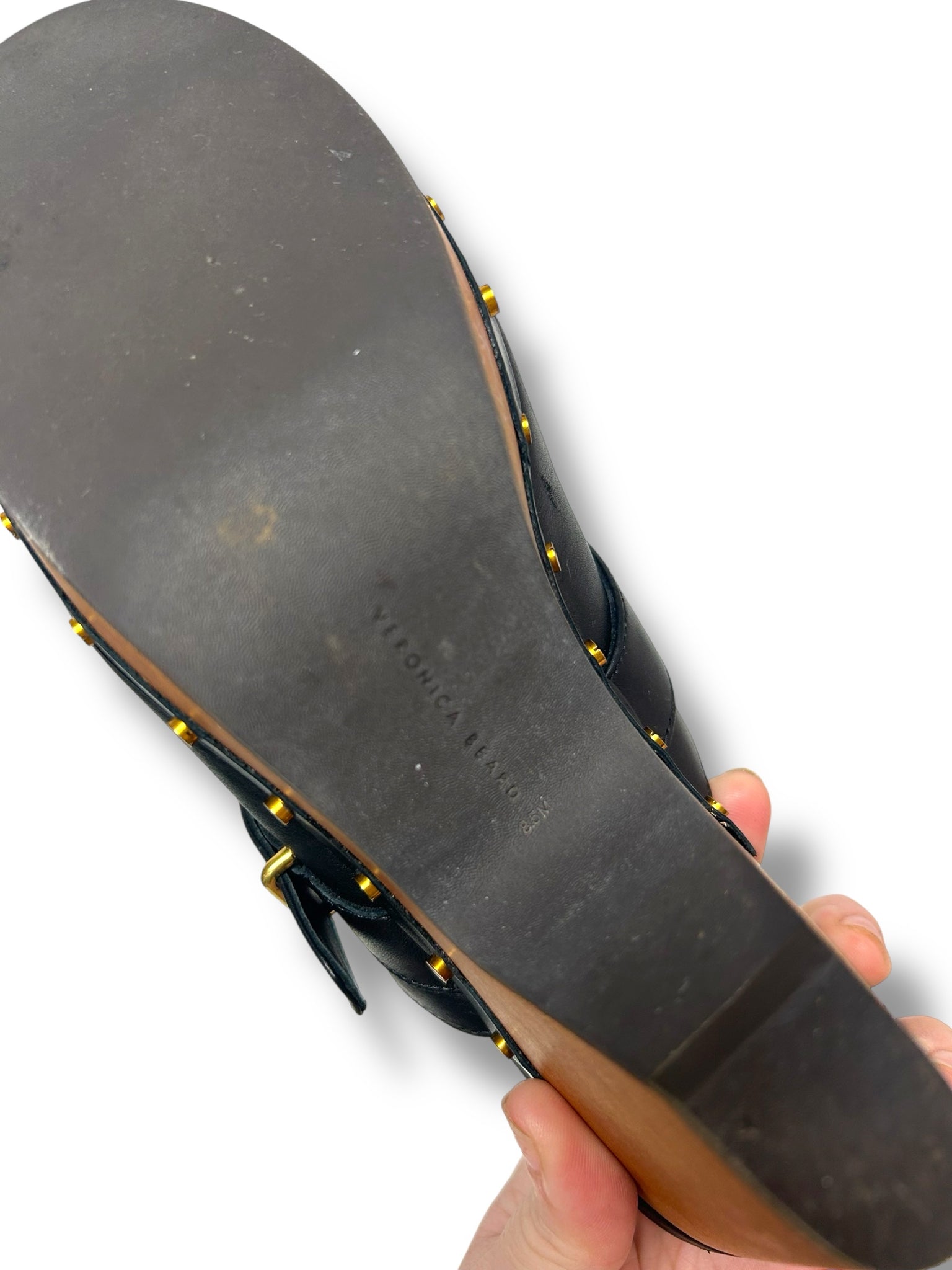 VERONICA BEARD HENDRIX BLACK LEATHER BUCKLE CLOG SIZE 8.5