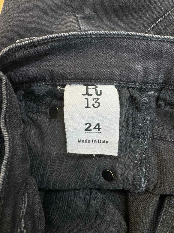 R13 X-OVER SKINNY LEG BLACK JEANS SIZE 24