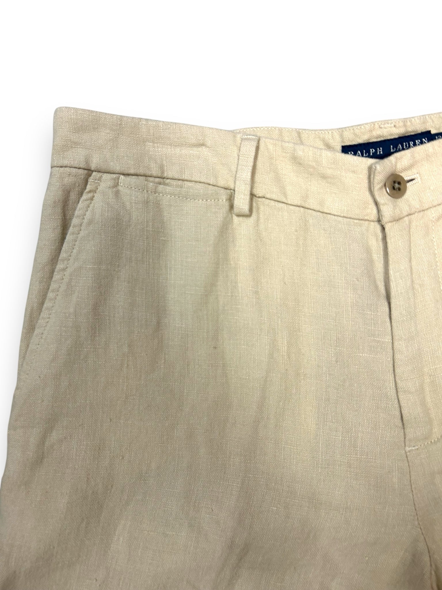 NWT RALPH LAUREN BEIGE TAN LINEN WIDE LEG TROUSERS SIZE 12