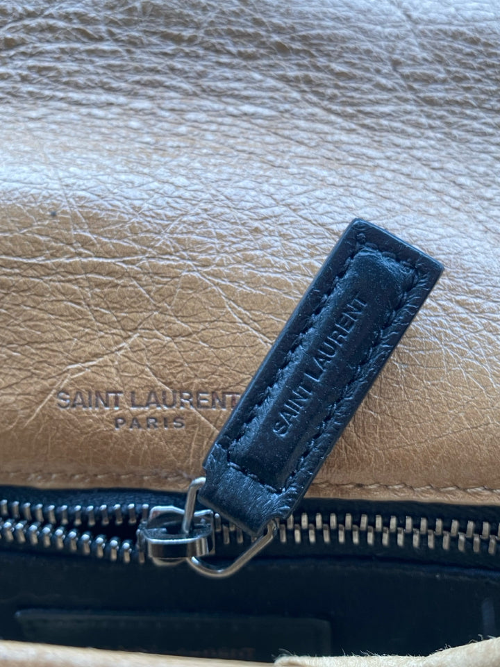 YVES SAINT LAURENT MEDIUM NIKI VINTAGE LEATHER SHOULDER BAG IN TAN