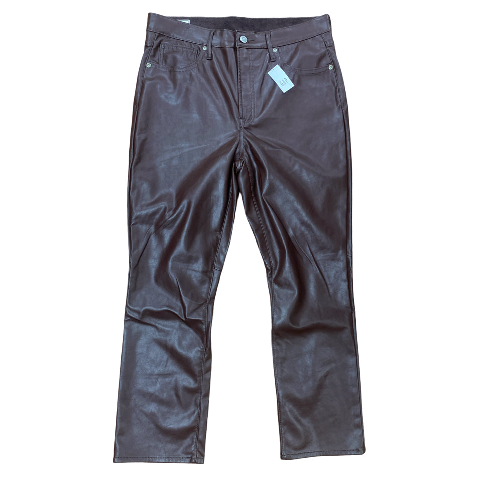 NWT GAP VEGAN LEATHER VINTAGE SLIM PANT SIZE 12 SHORT ESPRESSO BROWN