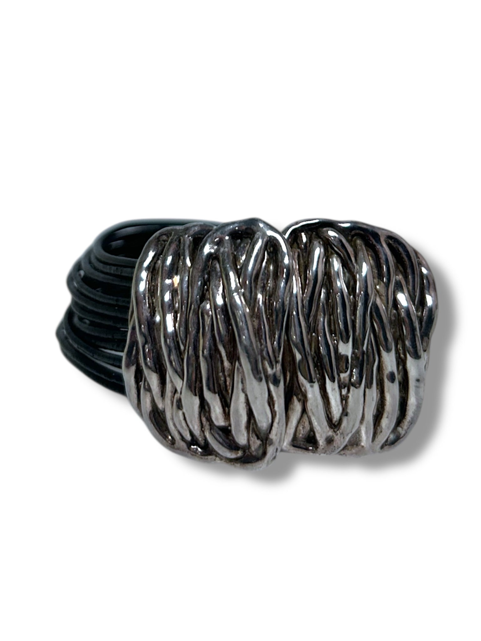 ISRAEL MAGNETIC CLOSE LEATHER & STERLING BRACELET