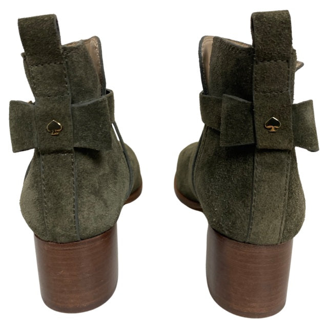 KATE SPADE OLIVE POLLY ANKLE SUEDE BOOTS SIZE 8.5