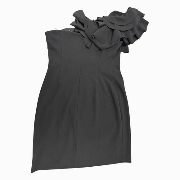 VINCE CAMUTO NWT! ONE SHOULDER RUFFLE BLACK DRESS SIZE 12