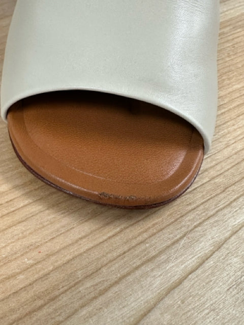 ROBERT CLERGERIE ALLEGRIA LEATHER BLOCK HEEL MULE IN BONE SIZE 8.5