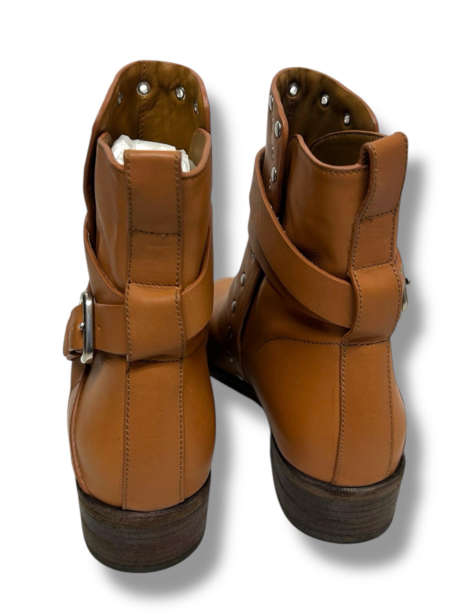 SEEBYCHLOE NIB JANICE MOTORCYCLE MOTO STUDDED ANKLE WRAP BOOTS SIZE 37.5