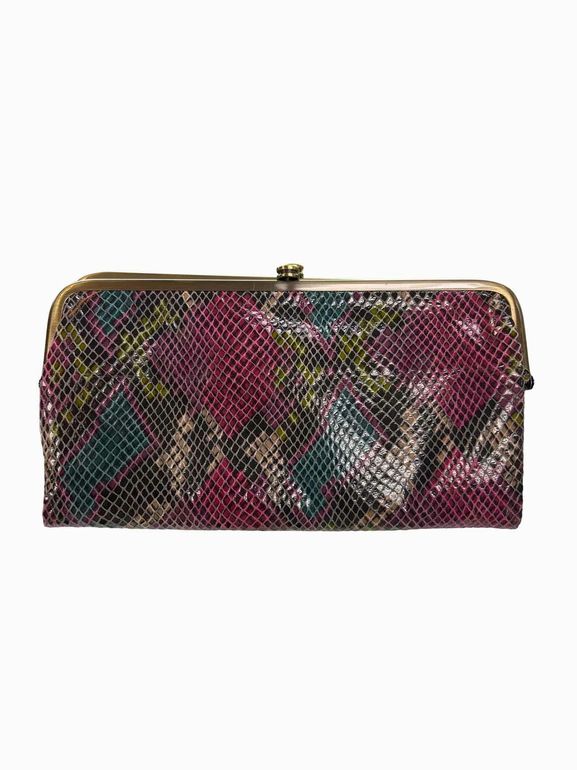 HOBO INTERNATIONAL LAUREN KISSLOCK WALLET CLUTCH POPPY SEED PRINT