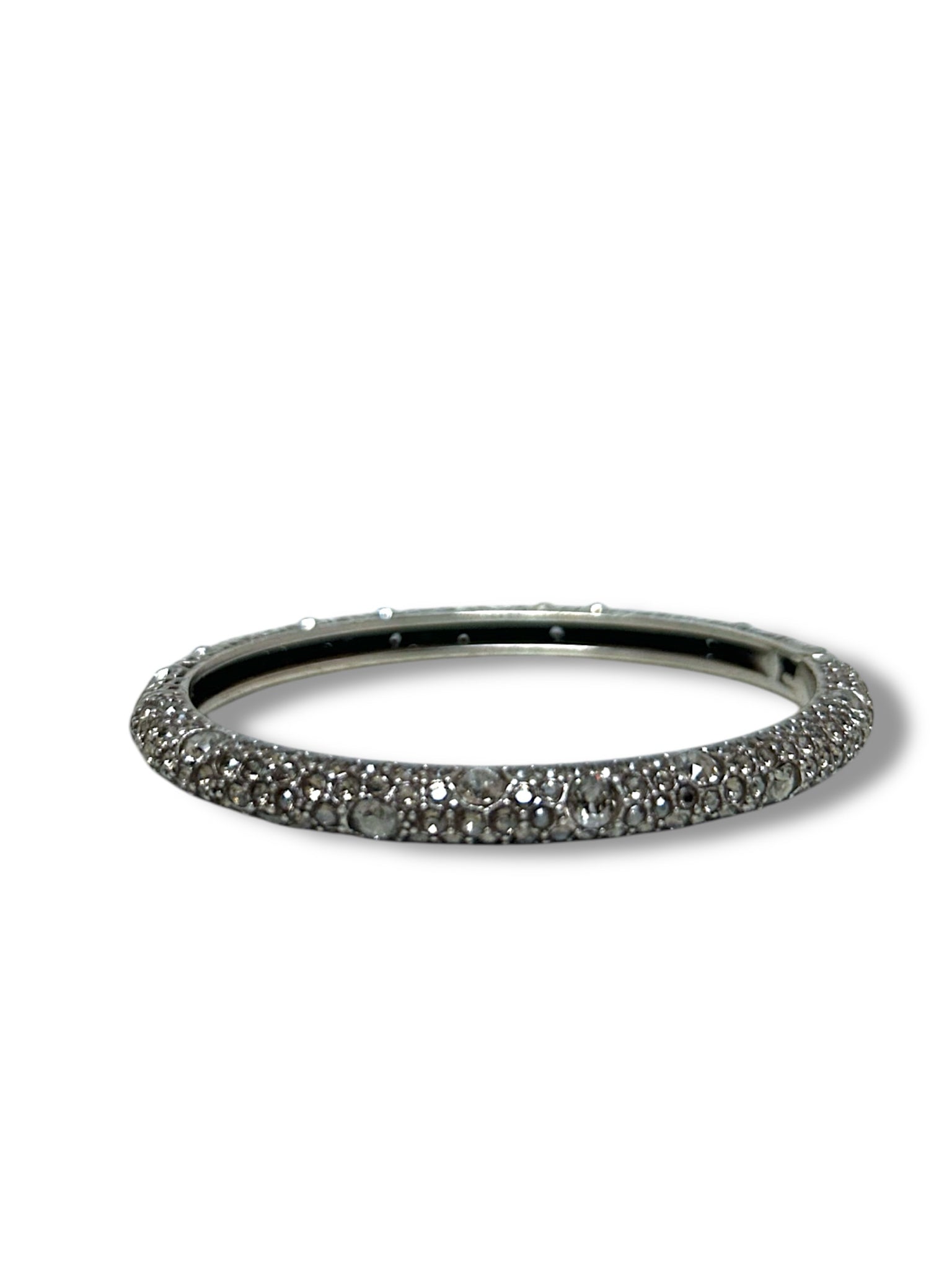 BRIGHTON ANATOLIA CRYSTAL HINGED BANGLE SILVER PLATED
