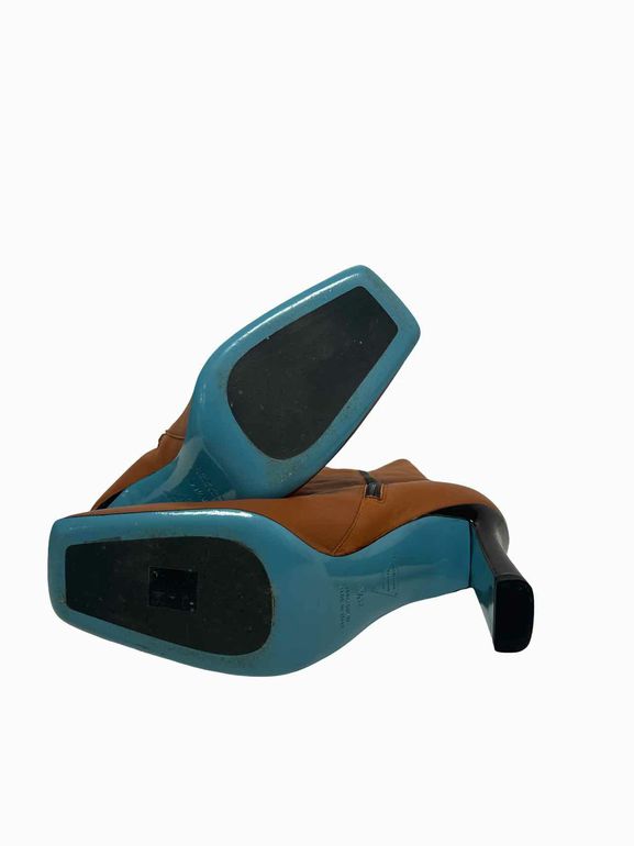 VALENTINA RAGONI LETTERA T MORO VERNICE ZIP-UP BOOTS SIZE :8.5