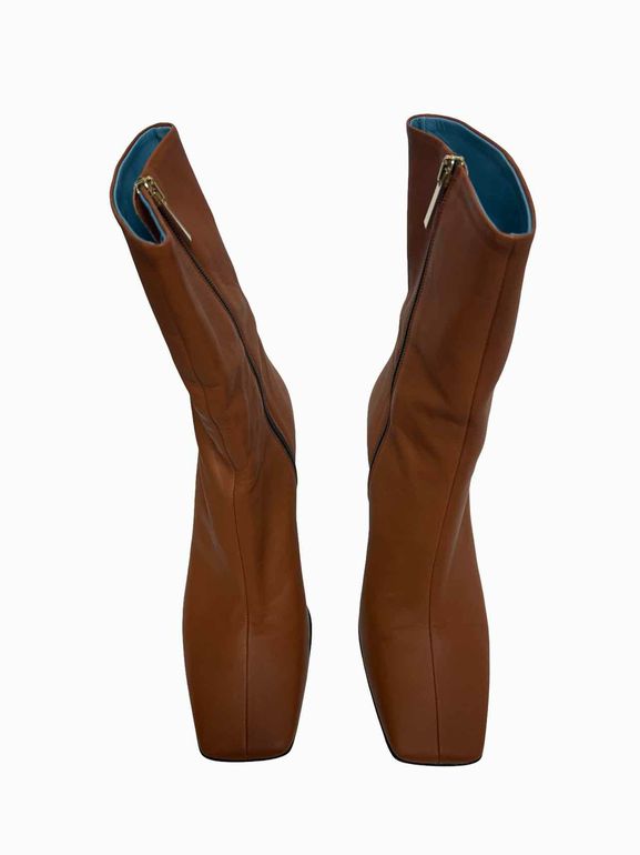 VALENTINA RAGONI LETTERA T MORO VERNICE ZIP-UP BOOTS SIZE :8.5