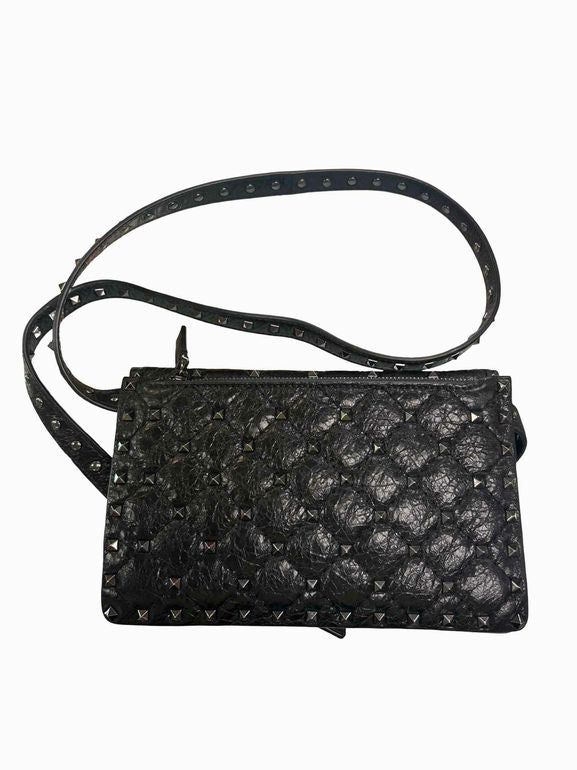 VALENTINO GARAVANI CRAQUELE NAPPA ROCKSTUD SPIKE CROSSBODY