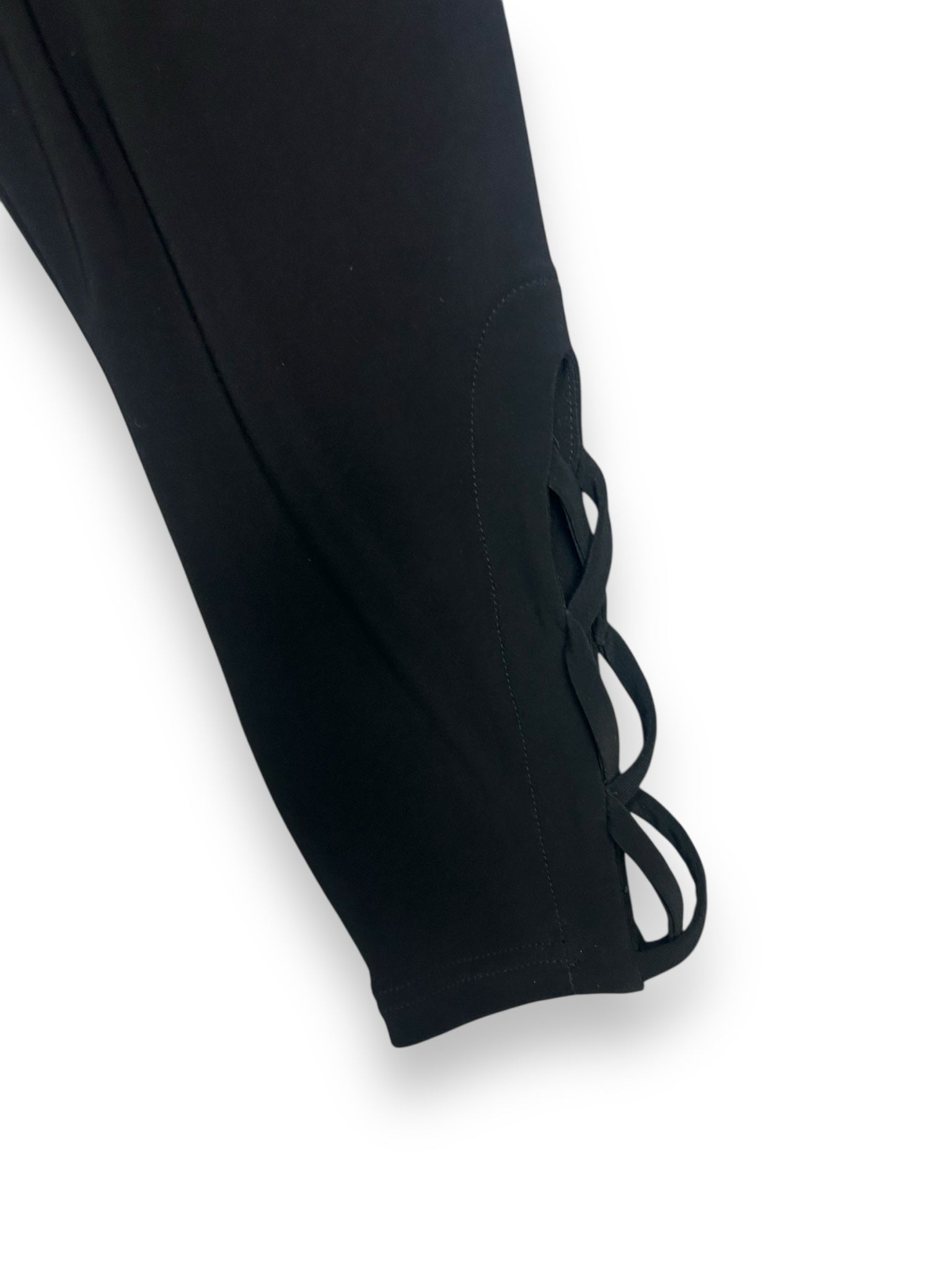 SYMPLI BLACK CROPPED LATTICE HEM PULL ON PANTS SIZE 2