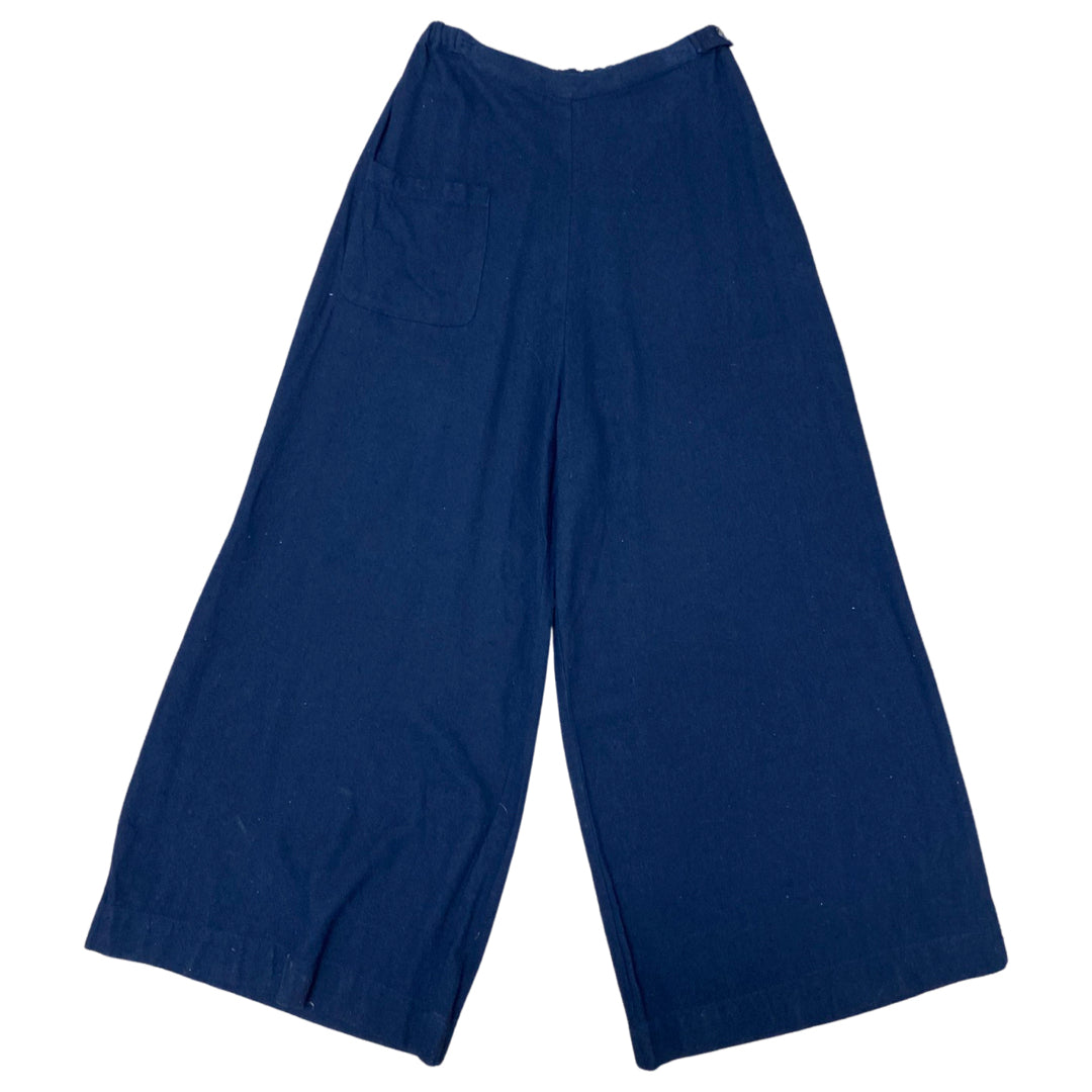 SULA BLACK MUD WIDE LEG SILK COTTON BLEND PANTS SIZE XSMALL