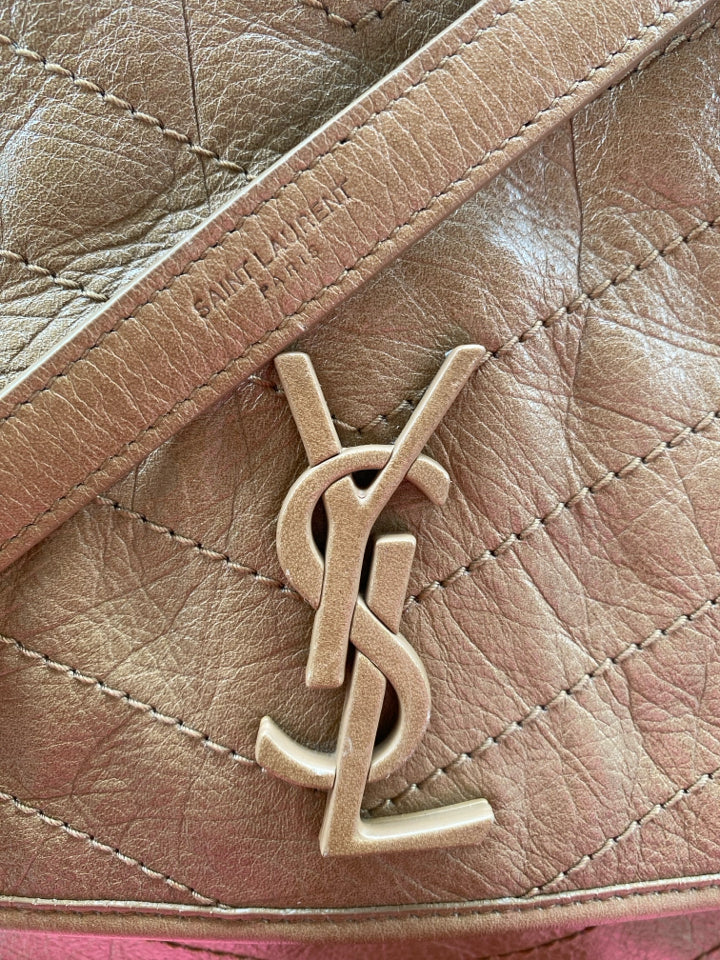 YVES SAINT LAURENT MEDIUM NIKI VINTAGE LEATHER SHOULDER BAG IN TAN