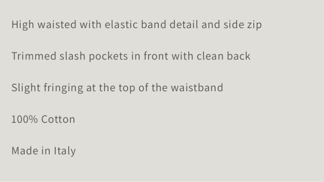 HACHE 100% COTTON HIGH WAISTED PRINCE TAPERED PANT SIZE: 38