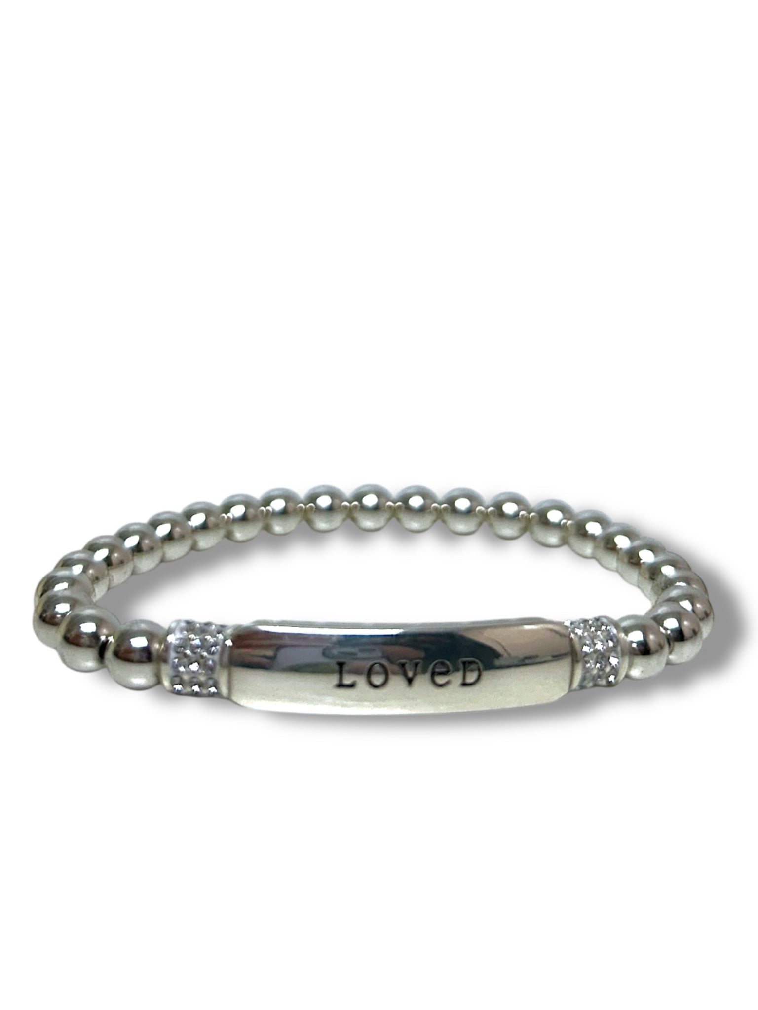 BRIGHTON MERIDIAN 'LOVED' STRETCH BRACELET SILVER