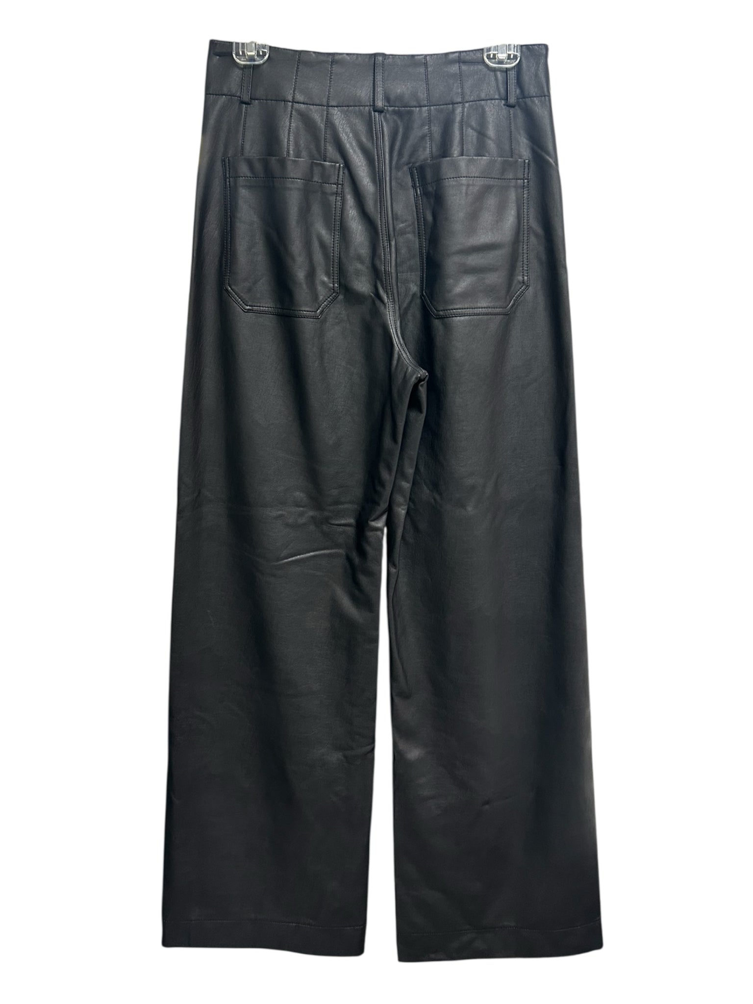 ANTHROPOLOGIE MAEVE THE COLETTE WIDE LEG VEGAN LEATHER BLACK PANTS SIZE 27 TALL