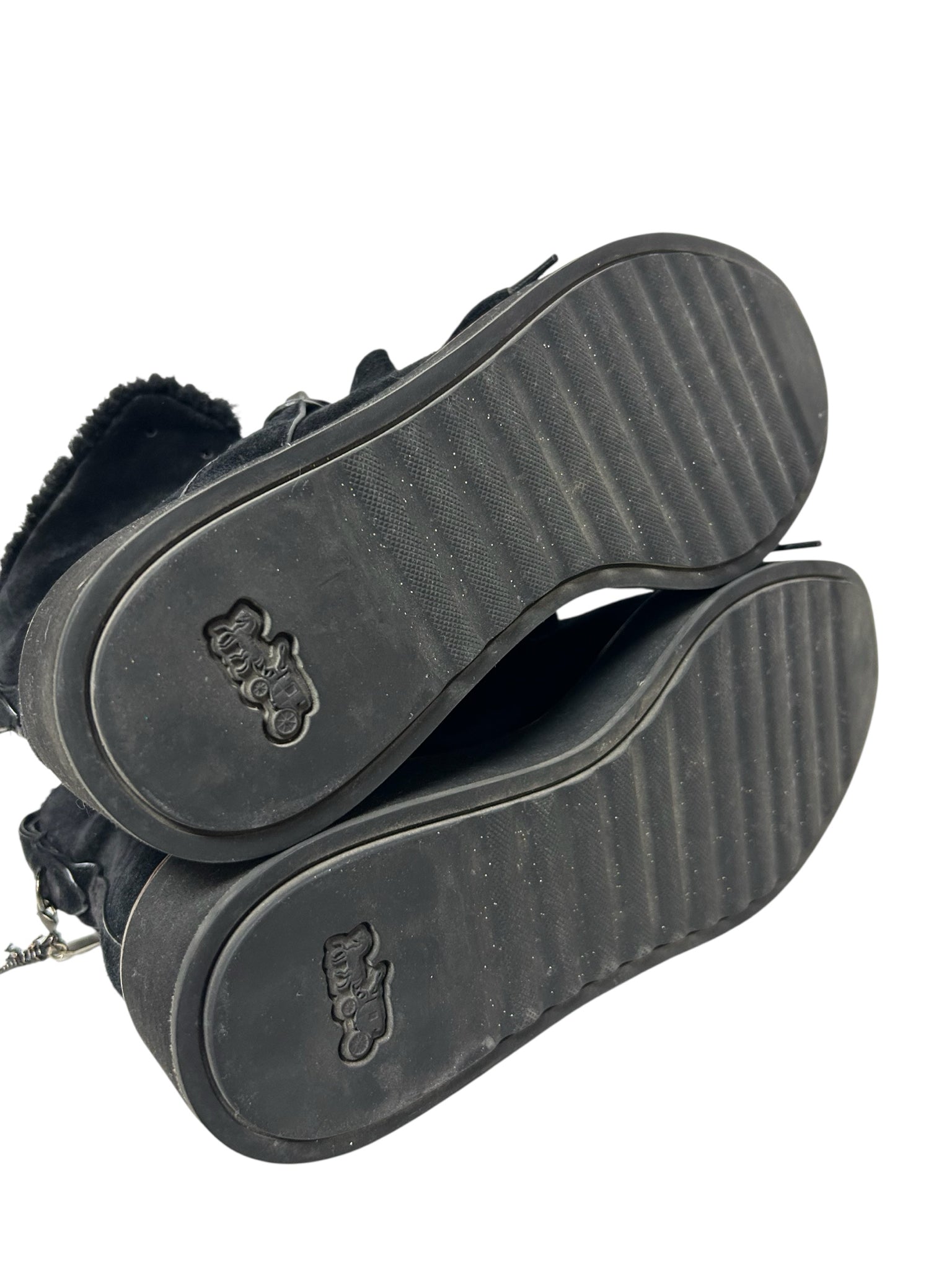 COACH REX WEDGE PLATFORM FUR BOOTIE BLACK SIZE 9