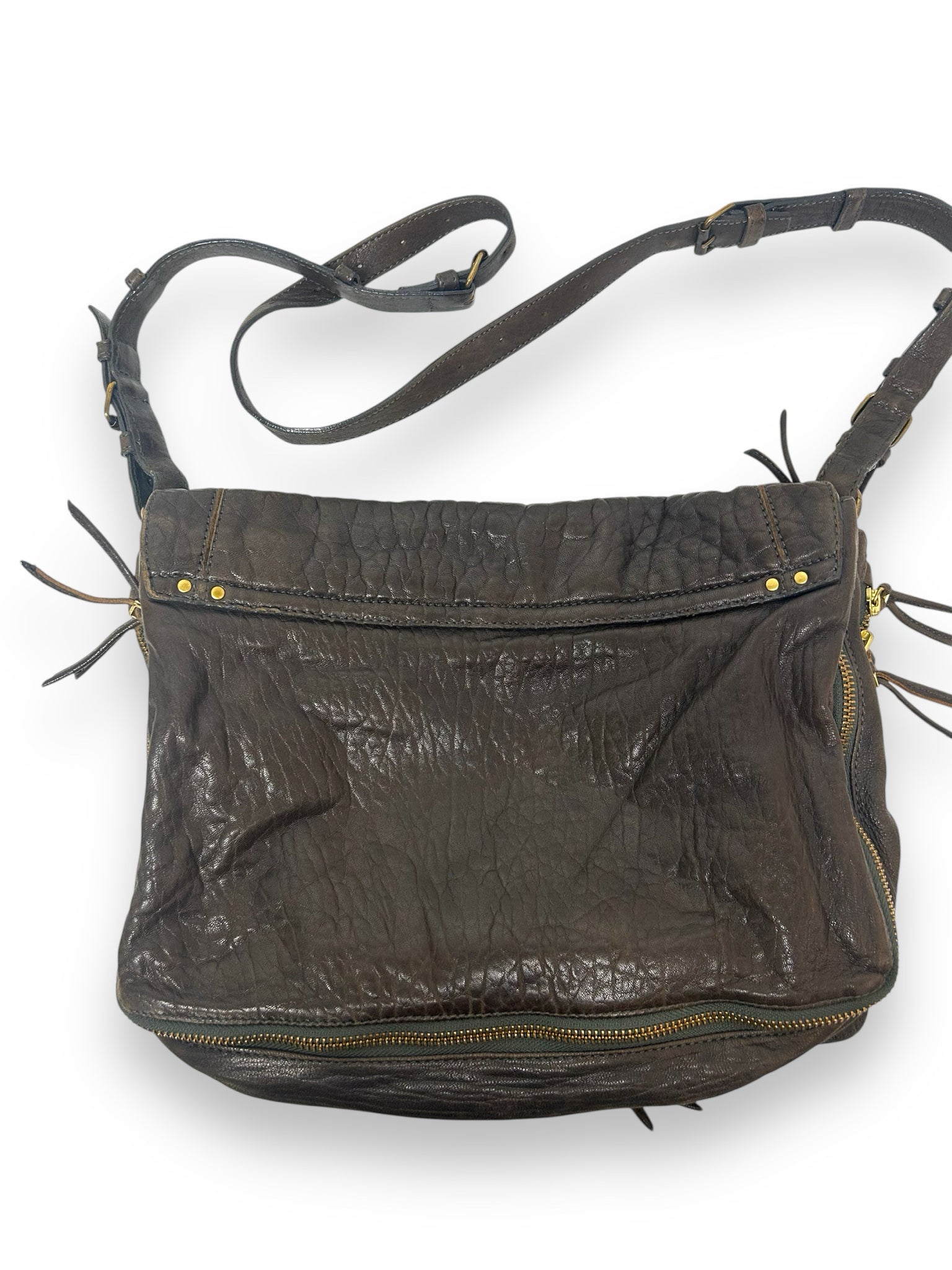 JEROME DREYFUSS BROWN ALBERT LEATHER MESSENGER CROSSBODY