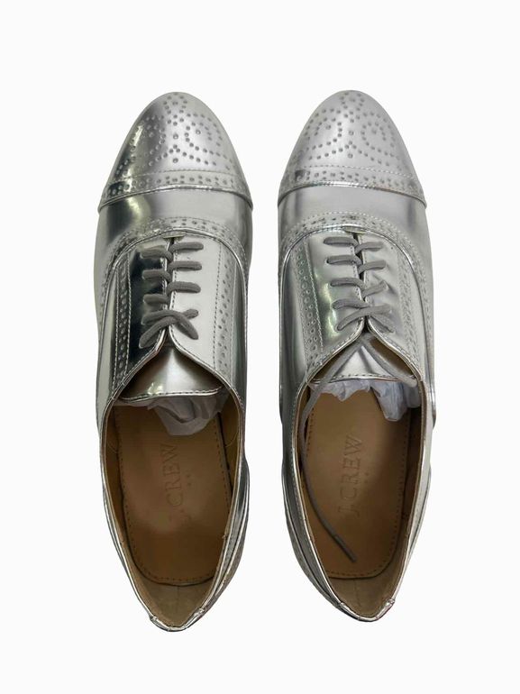 JCREWMIRRORED METALLIC OXFORD WINGTIP SHOE SIZE: 8.5