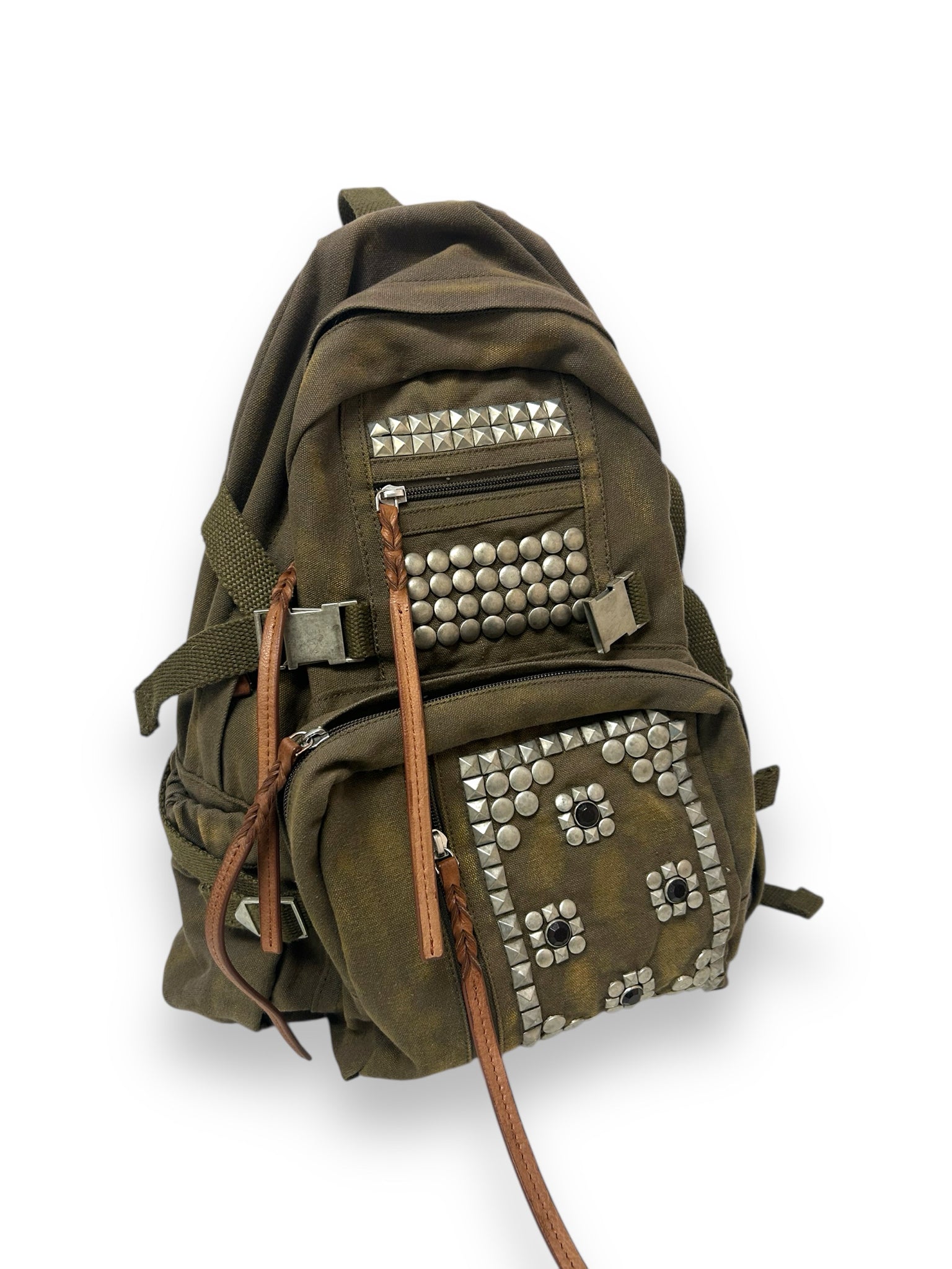 FREE PEOPLE OLIVE BERLIN STUDDED BACKPACK