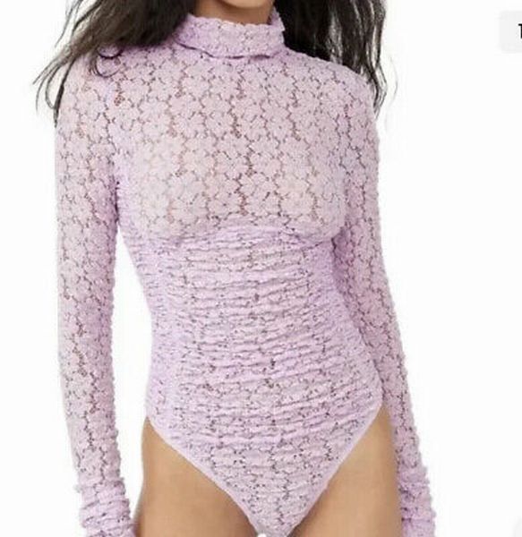 FREE PEOPLE DAY AND NIGHT LACE LAVENDER BODYSUIT SIZE M