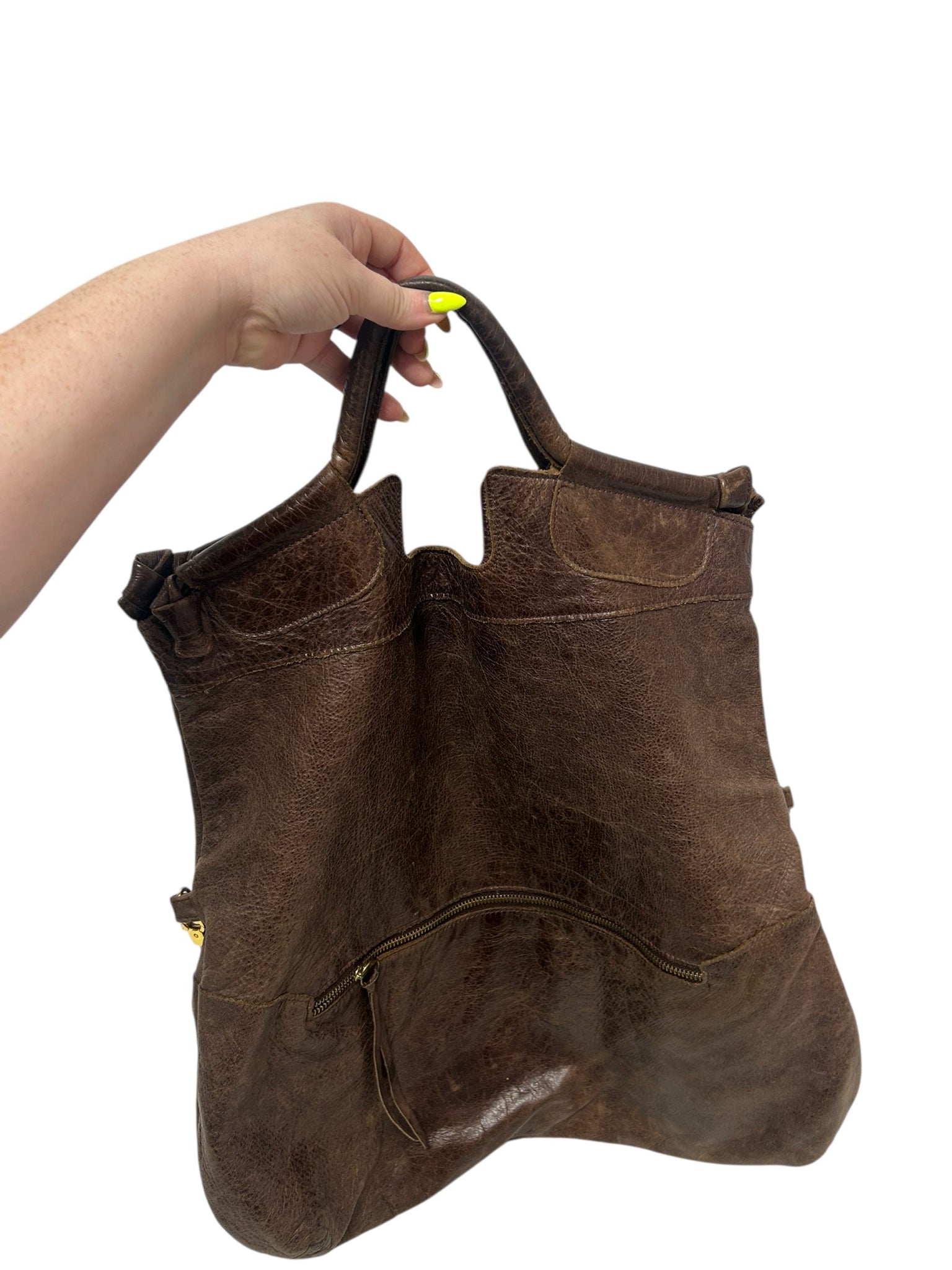 ANNA CORINNA BROWN LEATHER HOBO FOLD OVER SHOULDER BAG