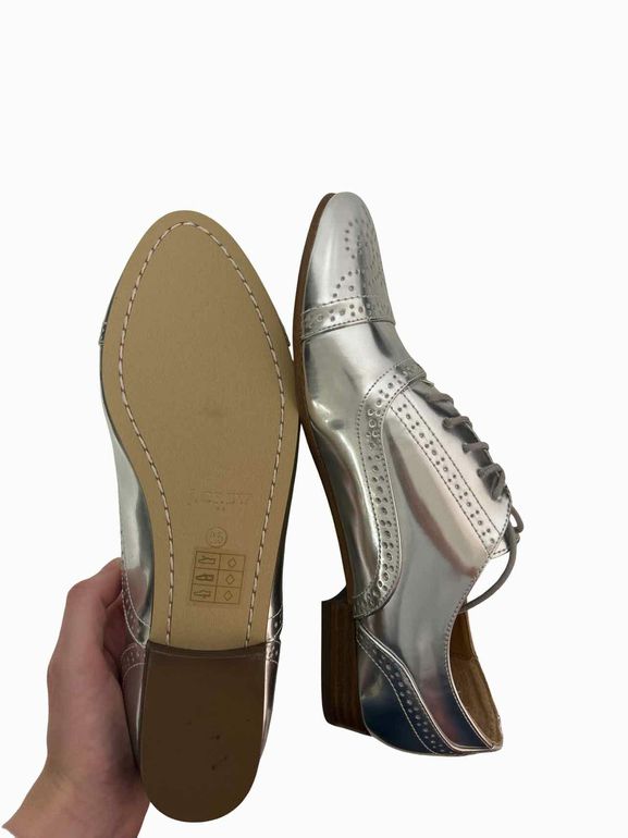 JCREWMIRRORED METALLIC OXFORD WINGTIP SHOE SIZE: 8.5