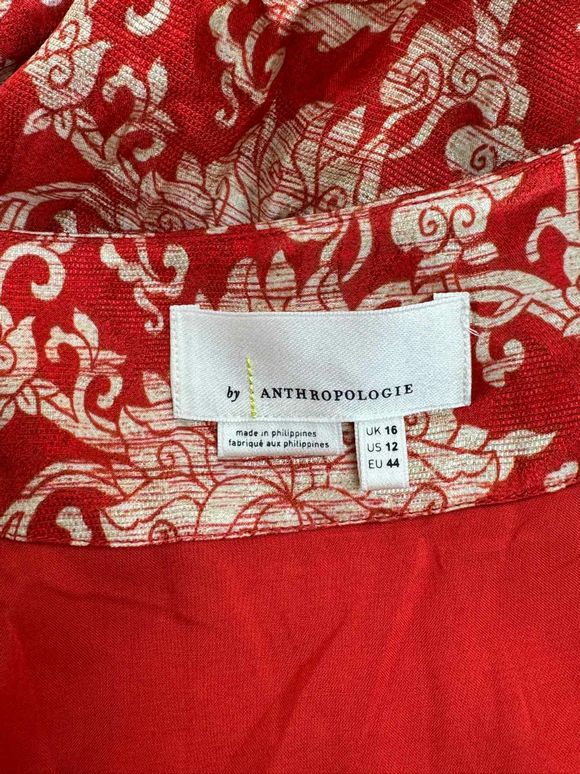 ANTHROPOLOGIE SKYLAR SURPLICE RED FAUX WRAP DRESS SIZE 12
