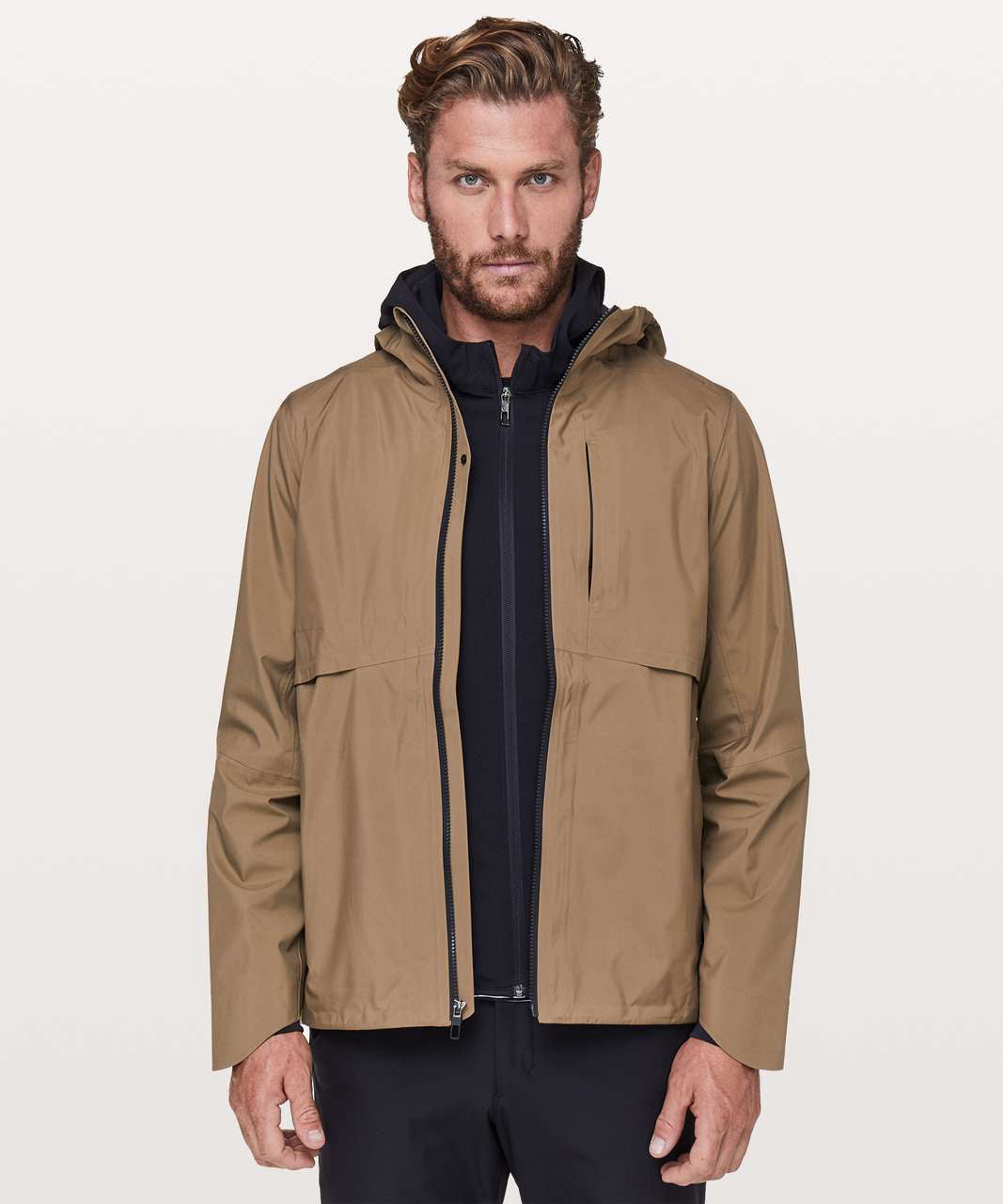 LULULEMON MEN'S OUTPOUR SHELL ON THE MOVE JACKET KHAKI SIZE MEDIUM