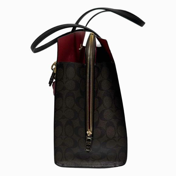 COACH NWT! 40 SIGNATURE TATUM 3 COMPARTMENT CARRYALL + CHARM BROWN CANVAS