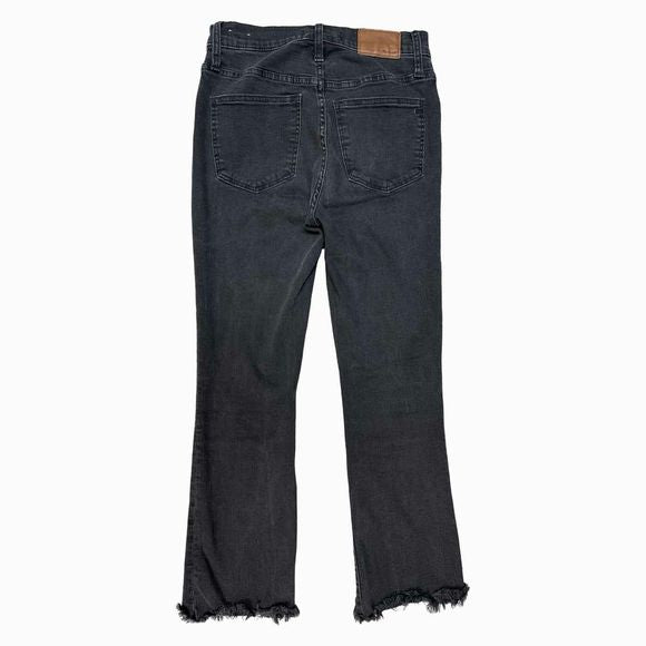 MADEWELL CALI DENIM BOOT CHEWED HEM EDITION IN BERKELEY BLACK SIZE 25