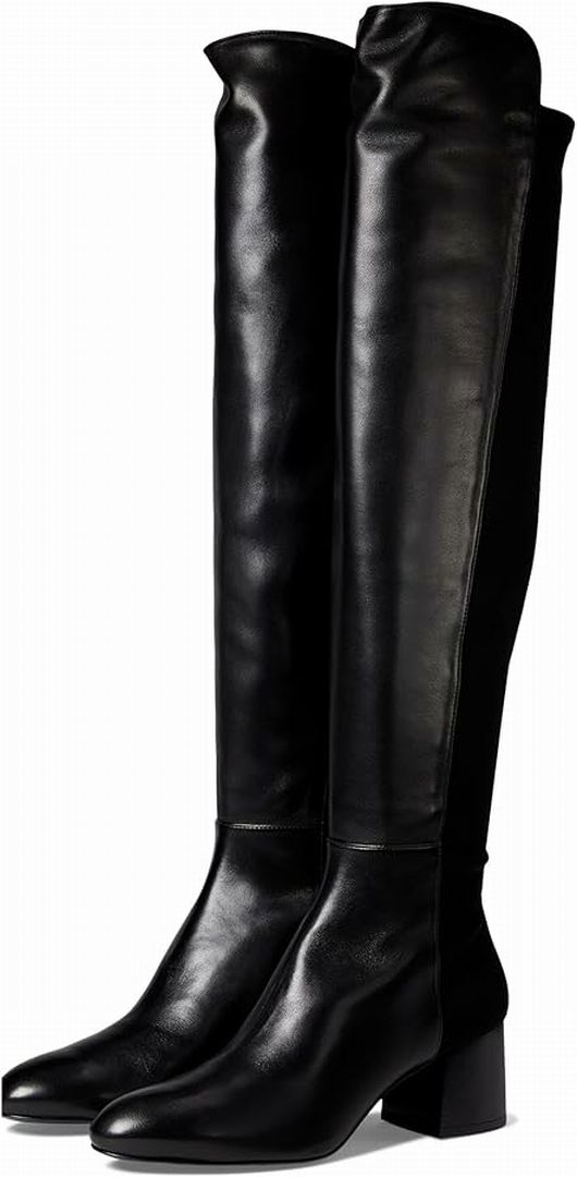 STUART WEITZMAN 5050 OVER THE KNEE BLOCK HEEL BLACK BOOT SIZDE 7
