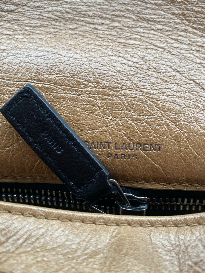 YVES SAINT LAURENT MEDIUM NIKI VINTAGE LEATHER SHOULDER BAG IN TAN