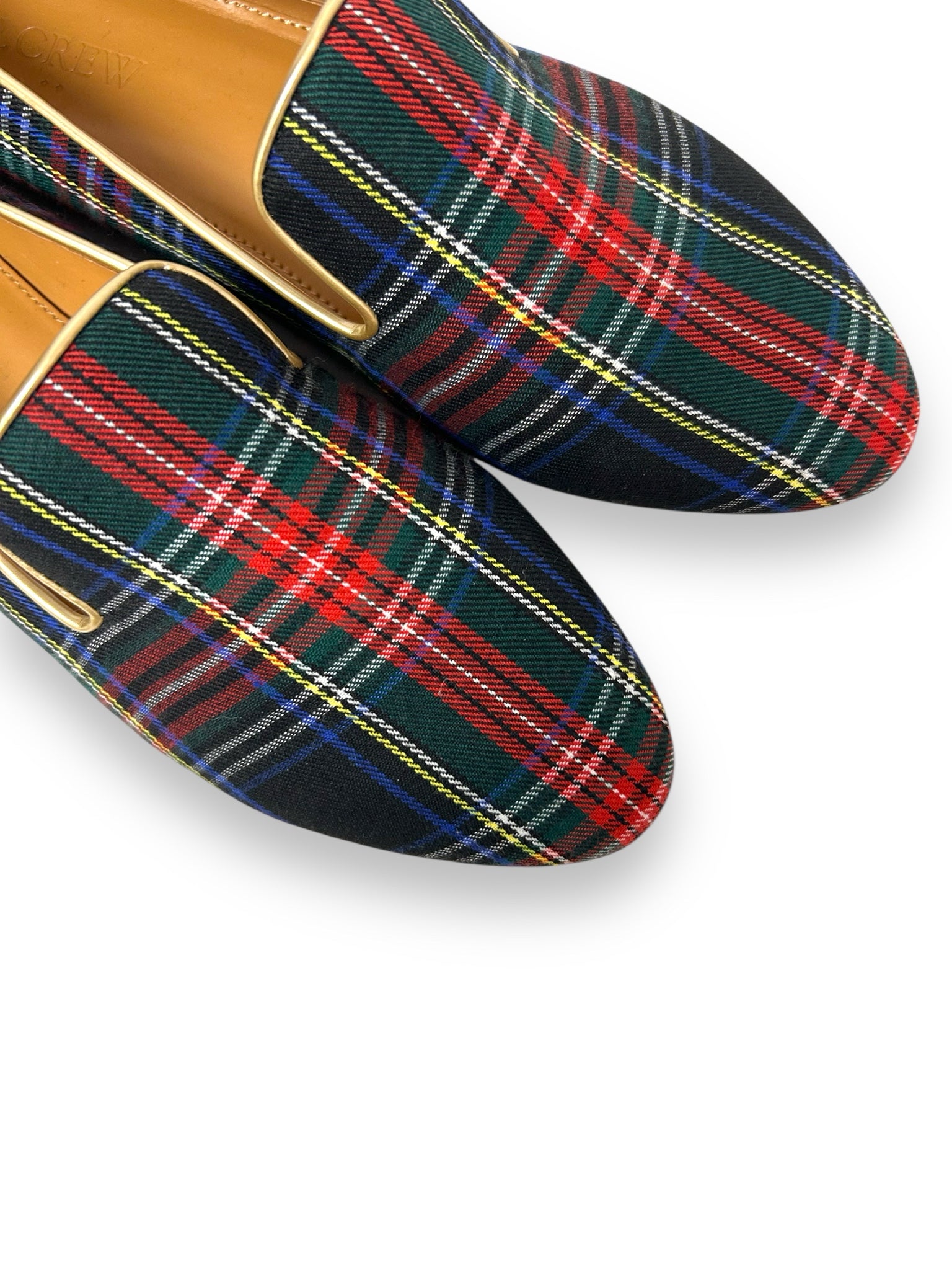 JCREW TARTAN SMOKING LOAFER BLUE GREEN PLAID SIZE 8.5