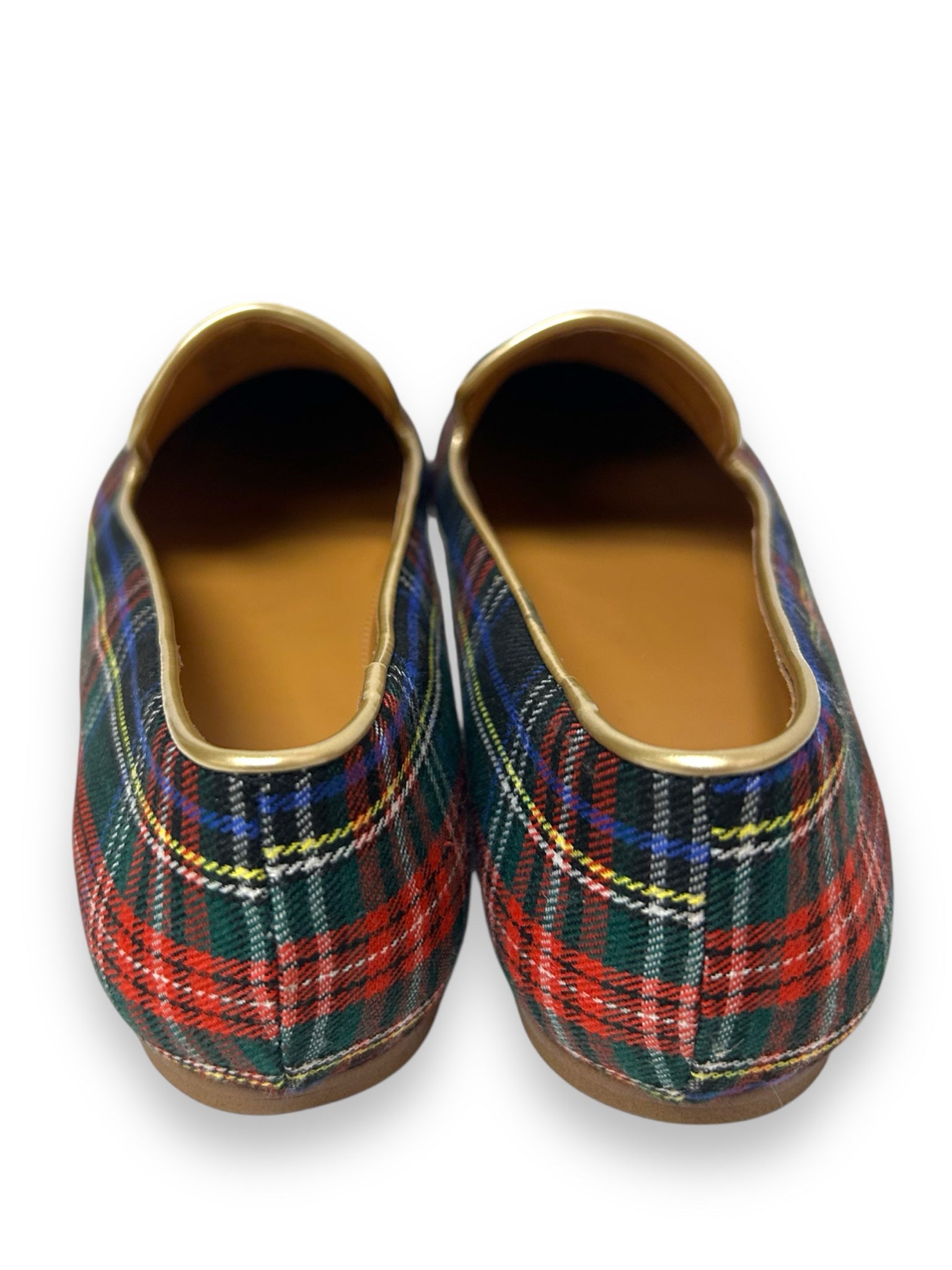 JCREW TARTAN SMOKING LOAFER BLUE GREEN PLAID SIZE 8.5
