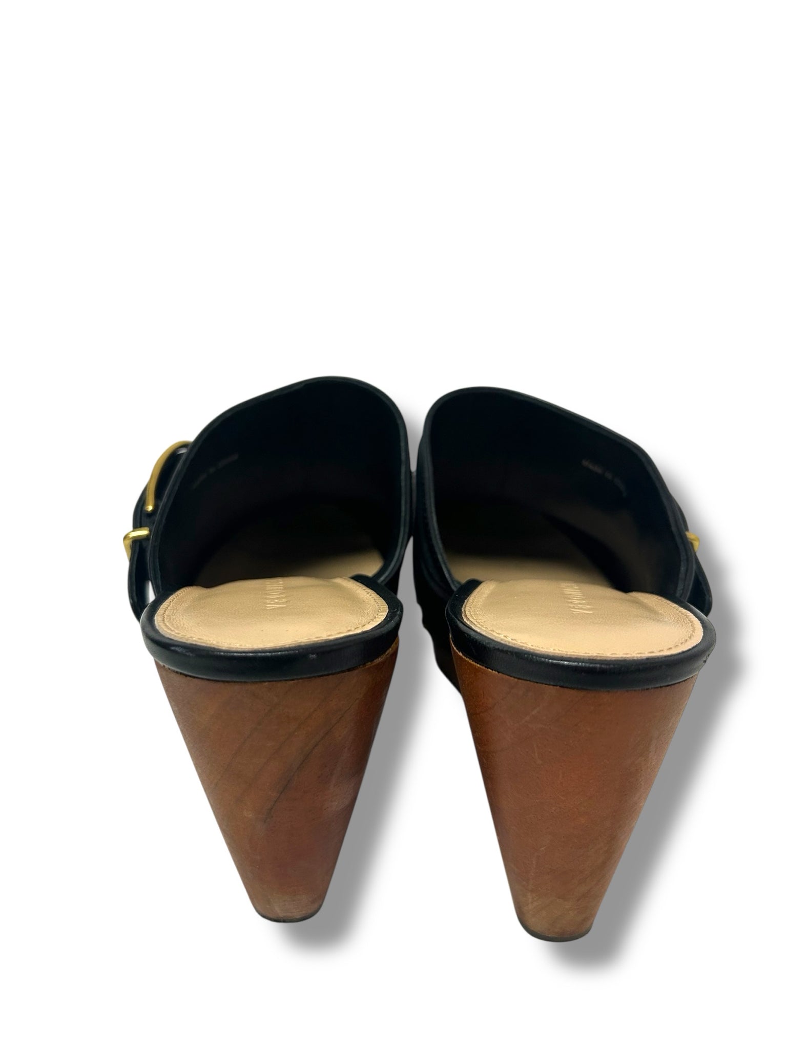 VERONICA BEARD HENDRIX BLACK LEATHER BUCKLE CLOG SIZE 8.5