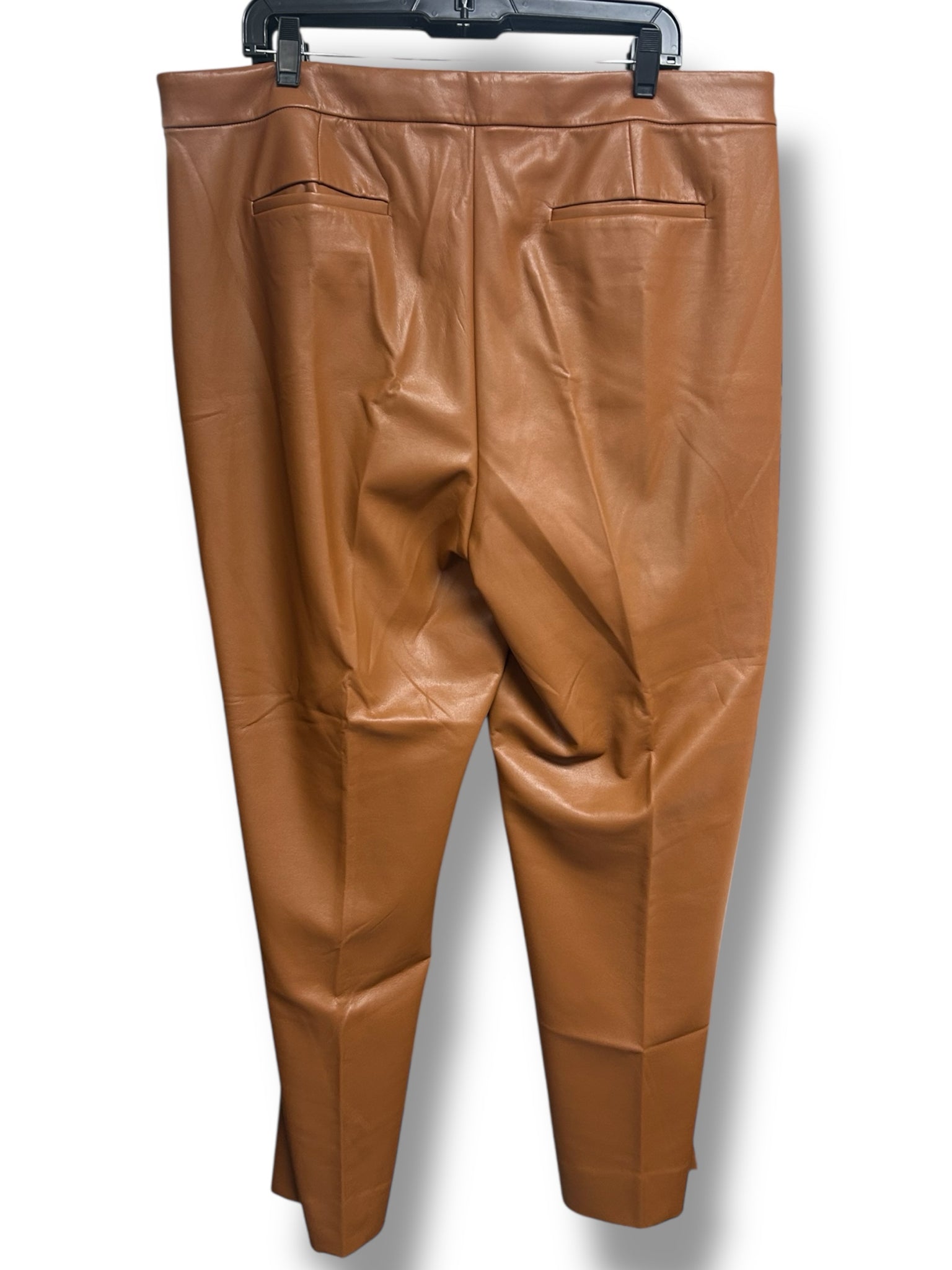 J.CREW KATE STRAIGHT LEG PANT FAUX LEATHER CAMEL TAN SIZE 18