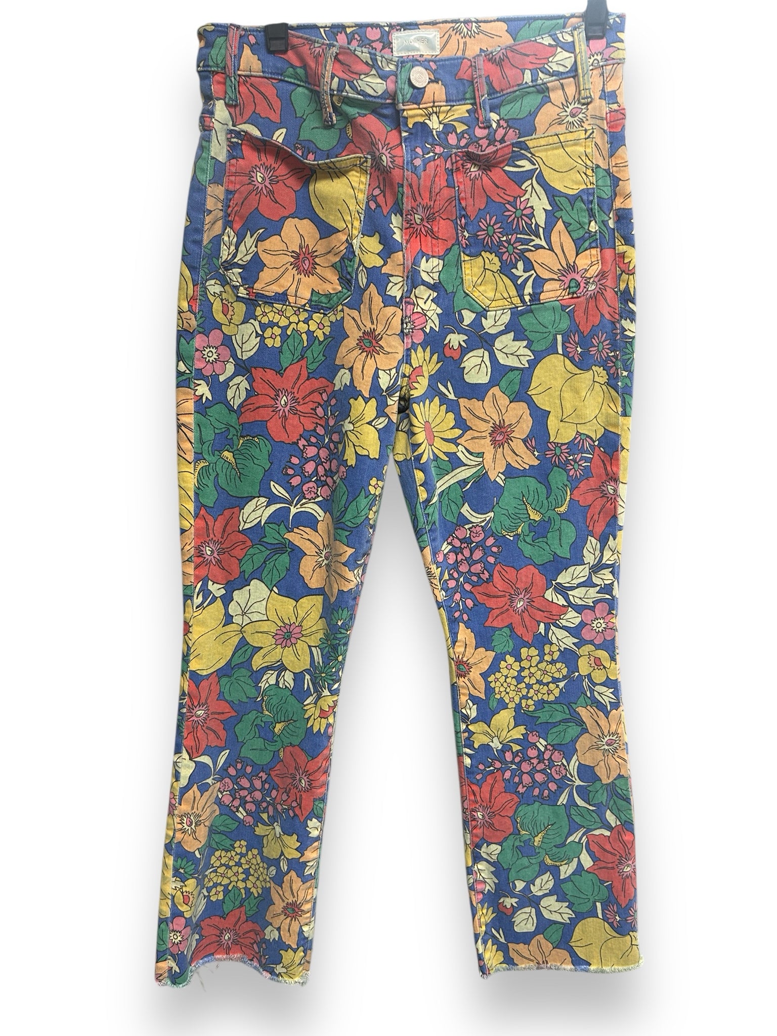 ANTHROPOLOGIE MOTHERTHE HUSTLER PATCH POCKET FRAN ANKLE JEANS IN FRESH BLOOMS