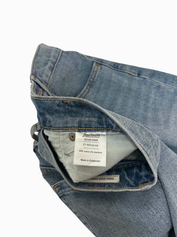 REVTOWN HIGH RISE STRAIGHT DENIM IN SUNSET INDIGO SIZE: 27