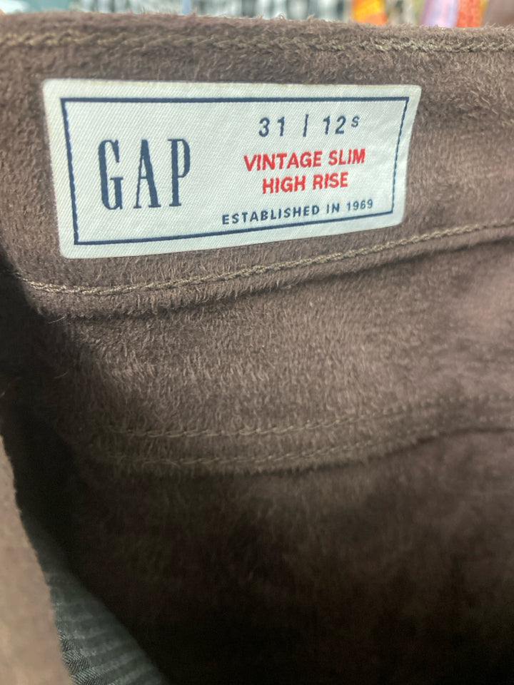 NWT GAP VEGAN LEATHER VINTAGE SLIM PANT SIZE 12 SHORT ESPRESSO BROWN