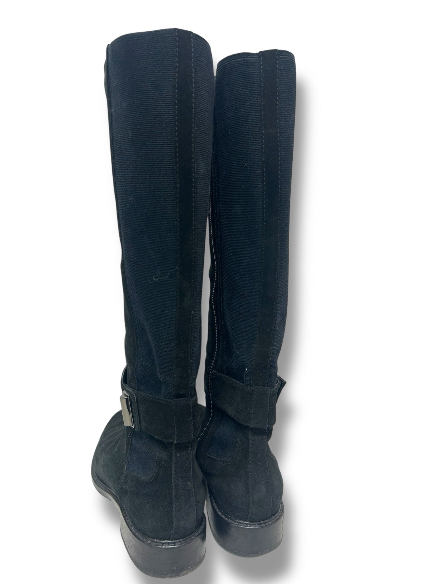 AQUATALIA BLACK  SUEDE STRETCH TALL ZIP BOOTS SIZE 9.5