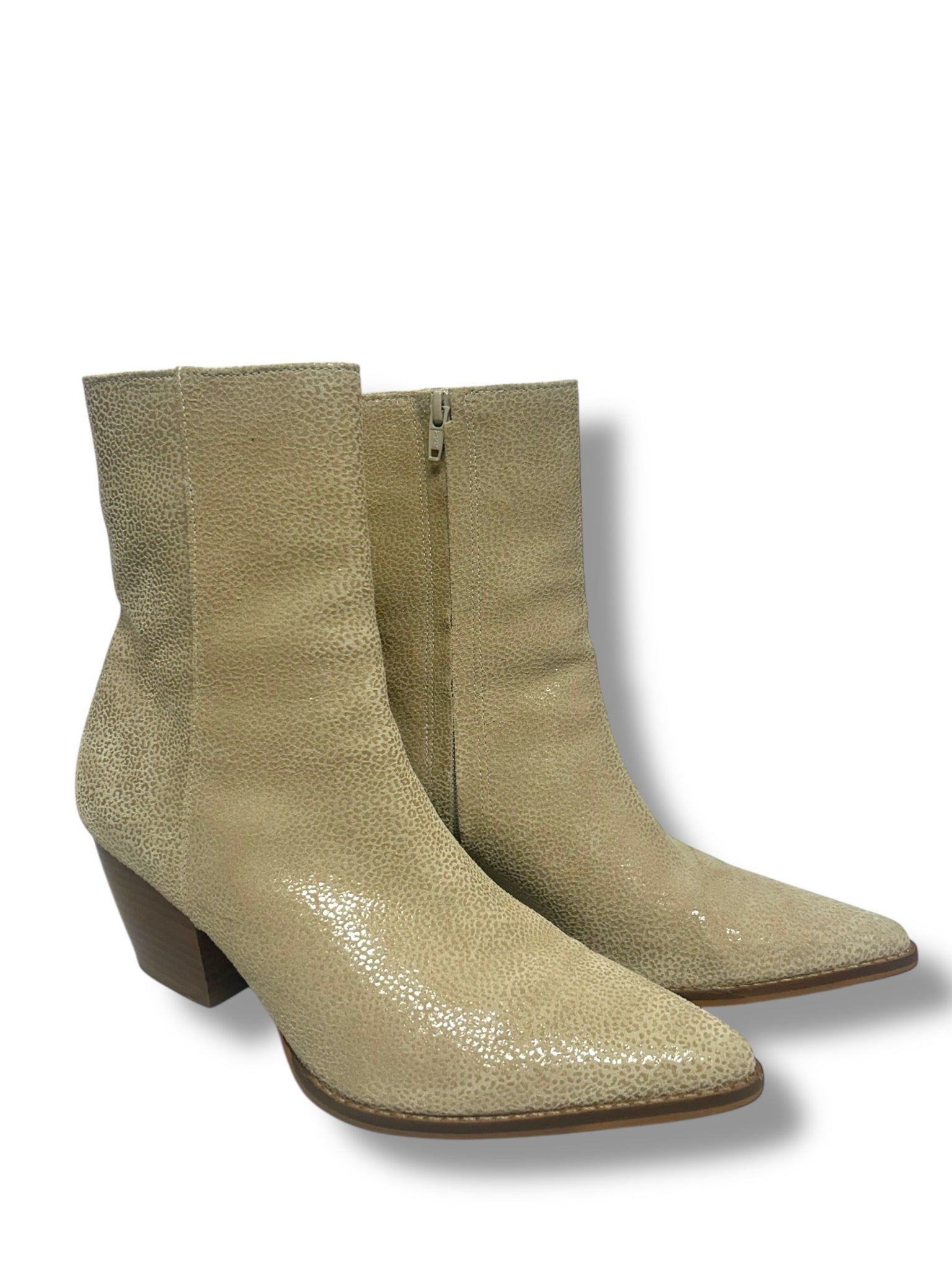 ANTHROPOLOGIE MATISSE CATY MINI LEOPARD LEATHER POINTED TOE BOOTIE SIZE 8.5