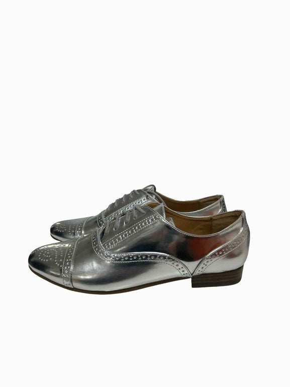 JCREWMIRRORED METALLIC OXFORD WINGTIP SHOE SIZE: 8.5