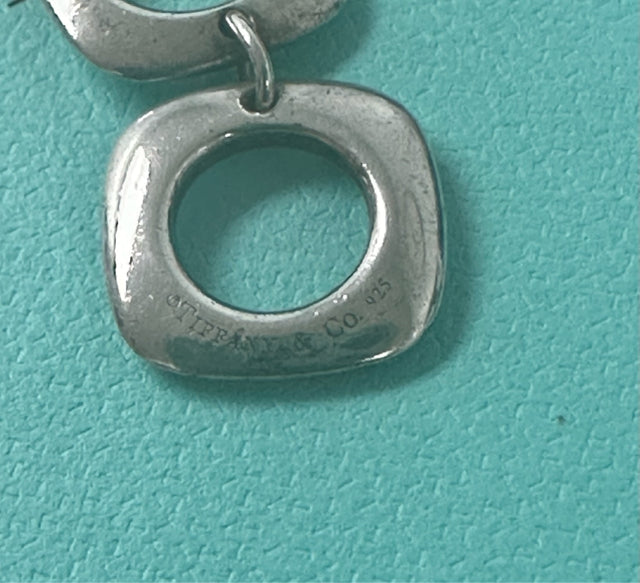 TIFFANY & CO TRIPLE SQUARE CUSHION LINK PENDANT NECKLACE
