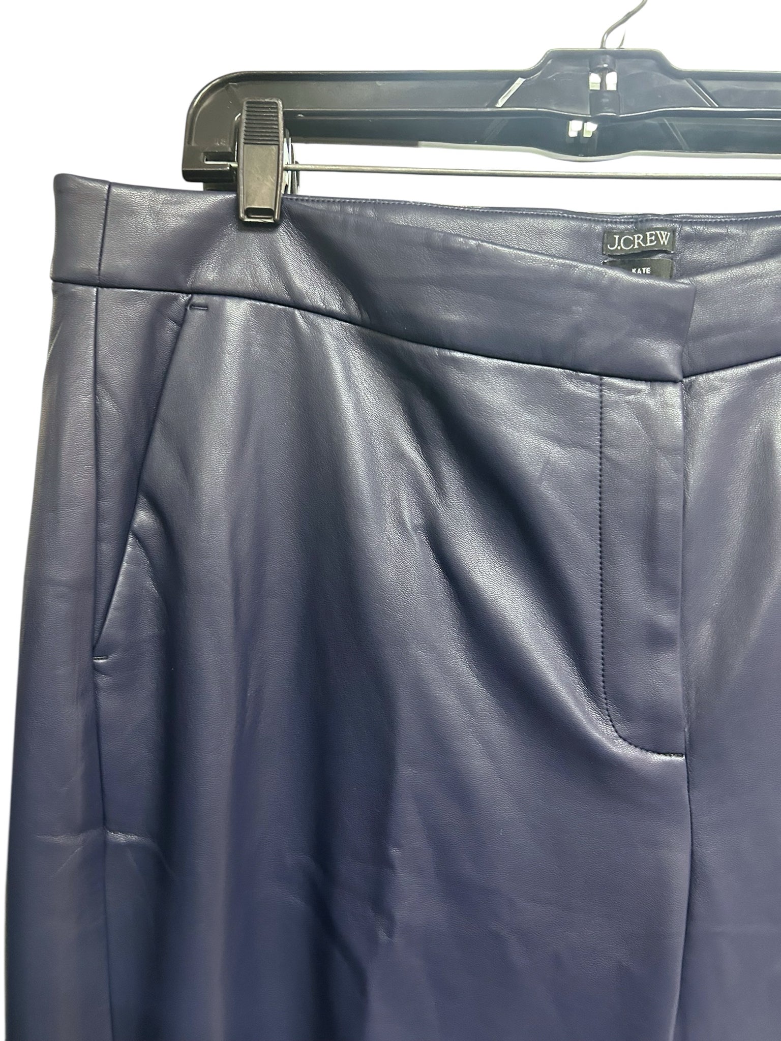 J.CREW NWT KATE STRAIGHT LEG PANT FAUX LEATHER NAVY SIZE 18