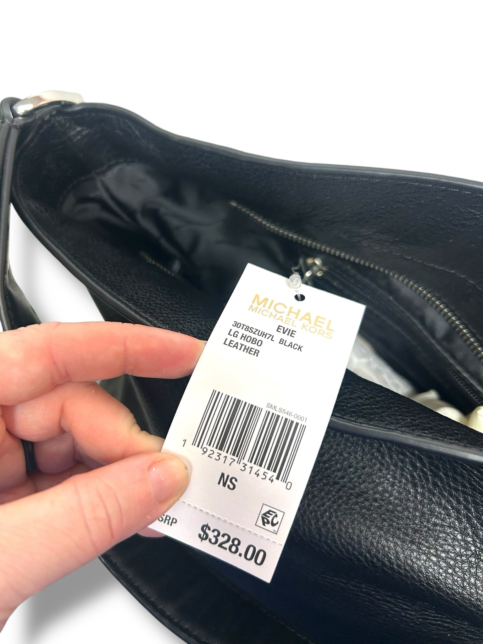 MICHAEL KORS NWT! MICHAEL KORS EVIE LEATHER HOBO BLACK