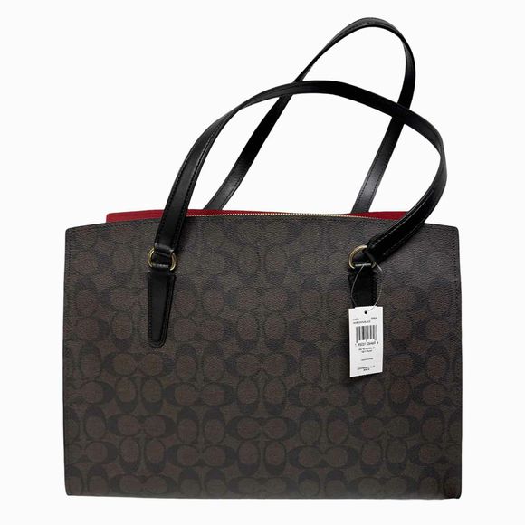 COACH NWT! 40 SIGNATURE TATUM 3 COMPARTMENT CARRYALL + CHARM BROWN CANVAS