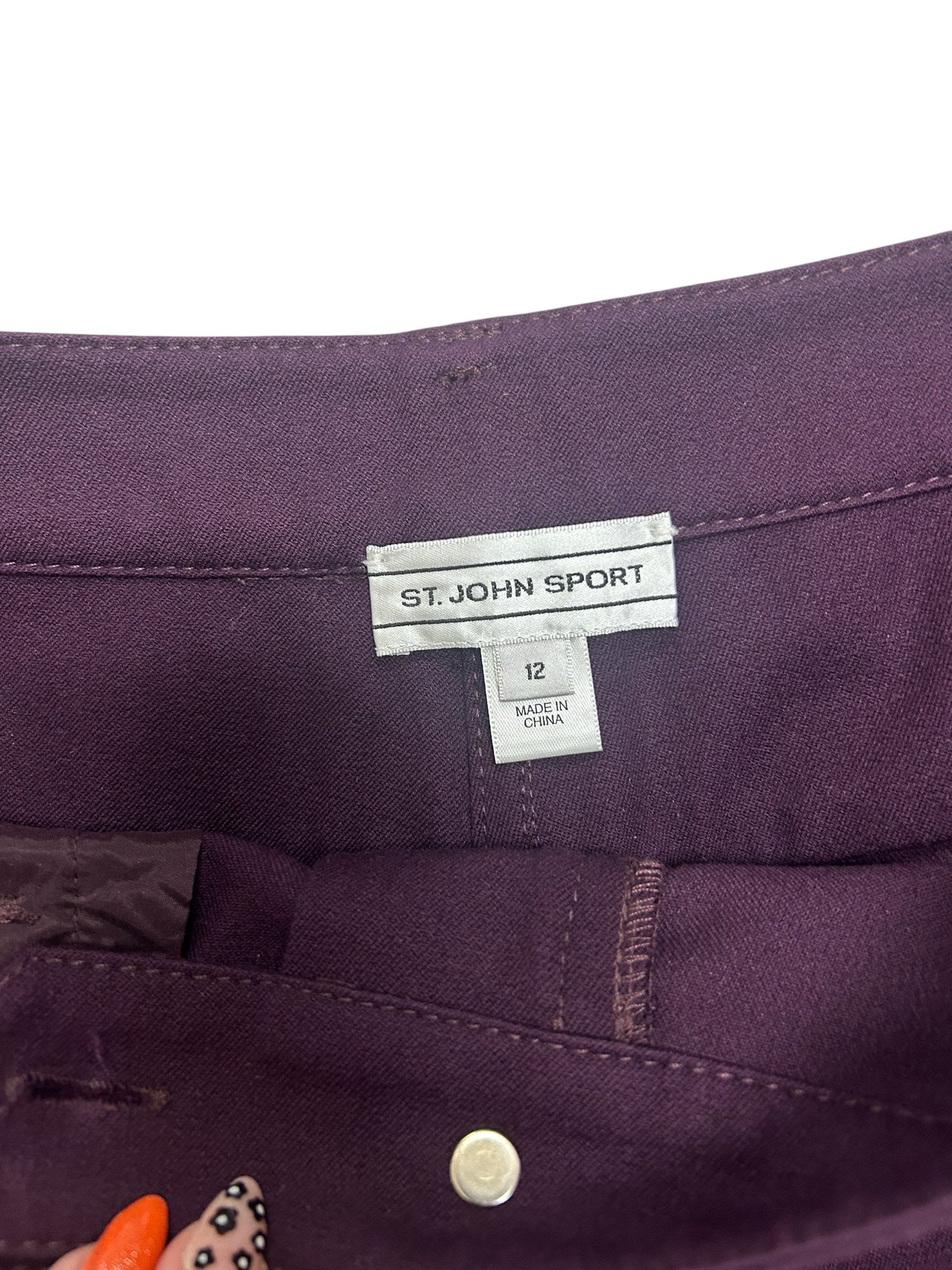 ST JOHN SPORT STRETCH BOOT CUT PLUM PURPLE SIZE 12